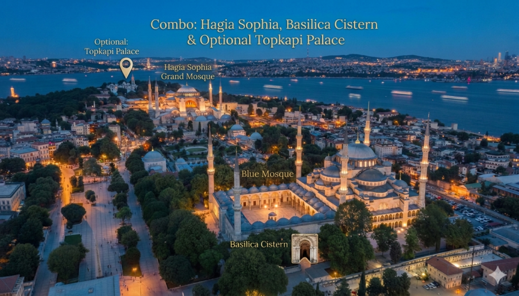 Istanbul Combo Pass : Hagia Sophia + Basilica Cistern & Optional Topkapi Palace